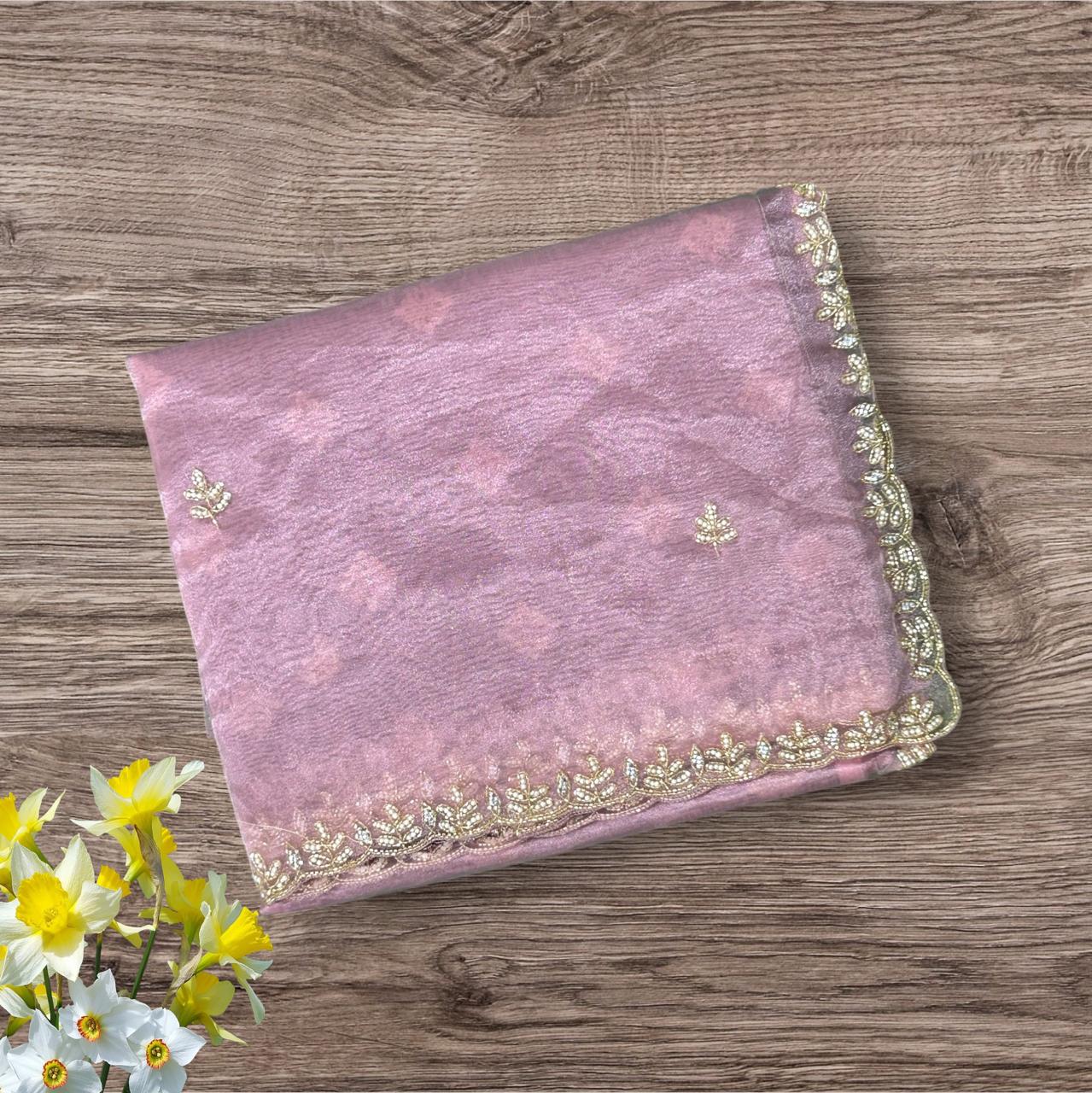 Lilac scallop party wear saree