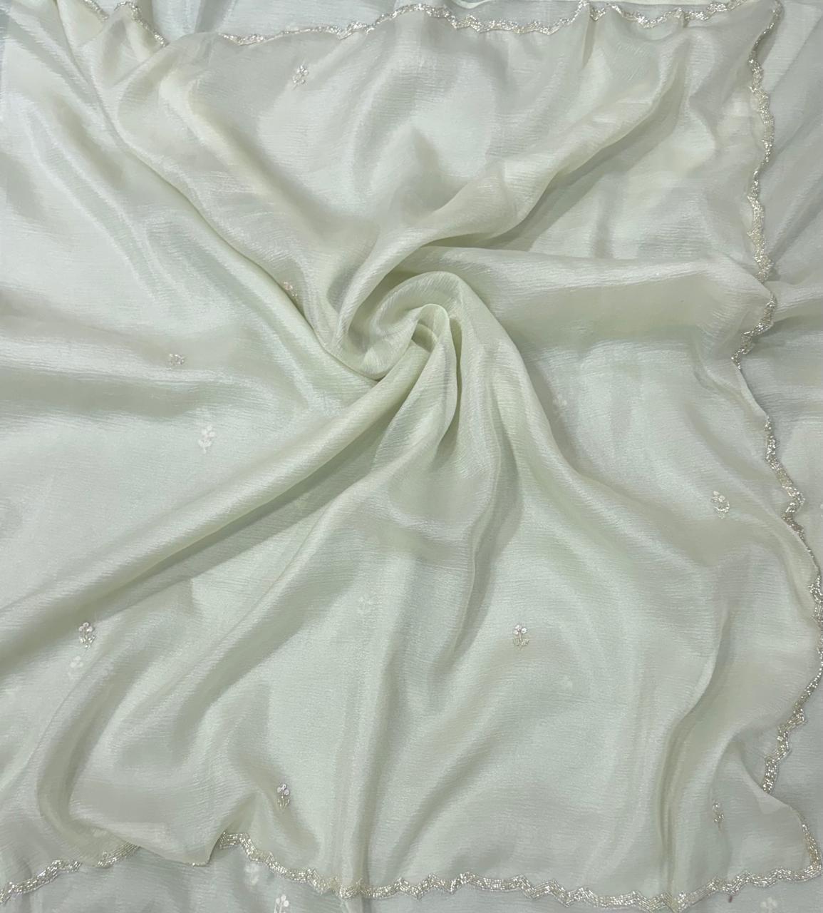 Light pista green-01 cutdan party wear crush saree