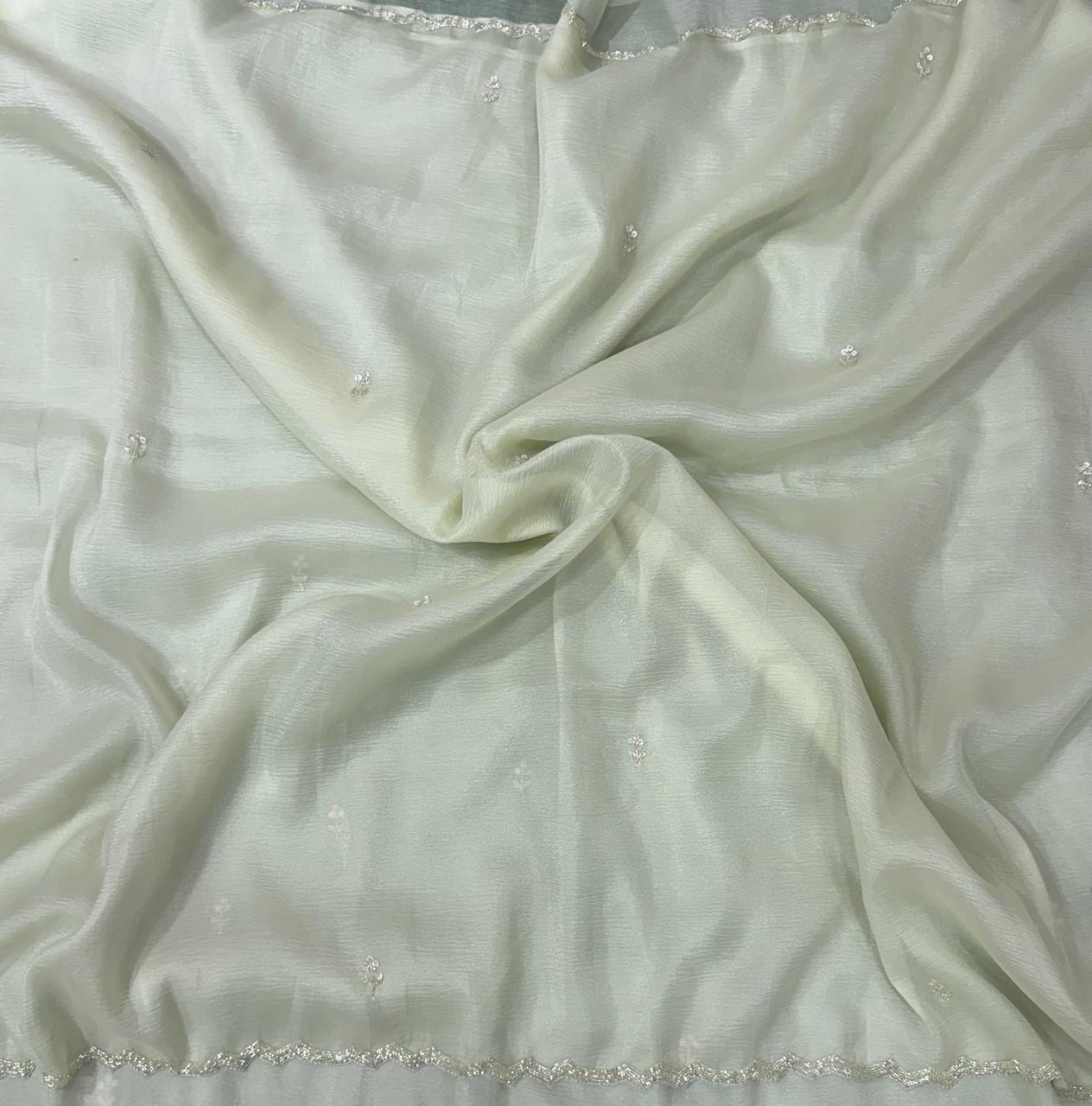 Light pista green-01 cutdan party wear crush saree