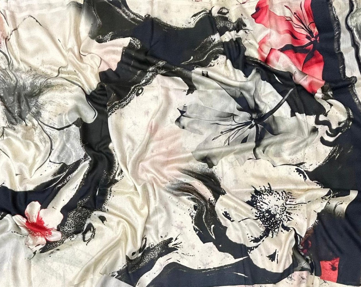 Cream-03 pure mulberry silk digital print  saree