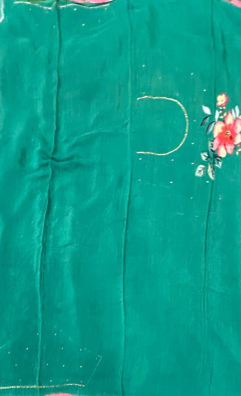 Red digital print crepe silk saree