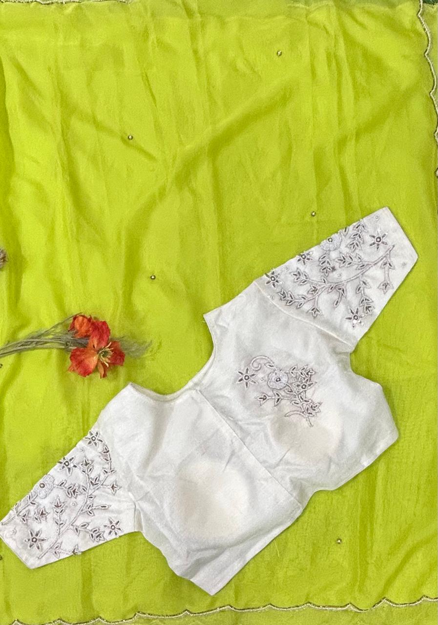 Nita Ambani neon green semi georgette party wear saree