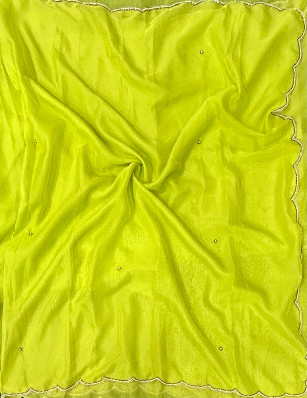 Nita Ambani neon green semi georgette party wear saree