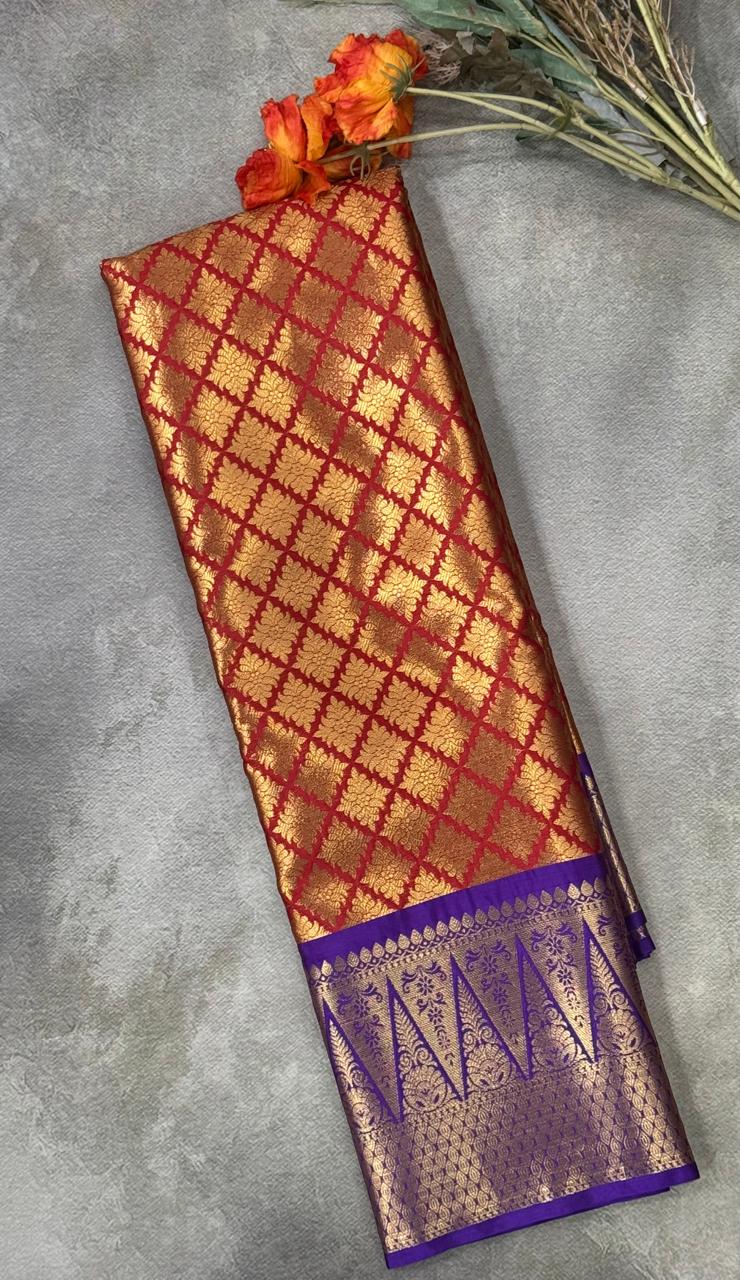 Red brocade semi kanchi-08 silk saree