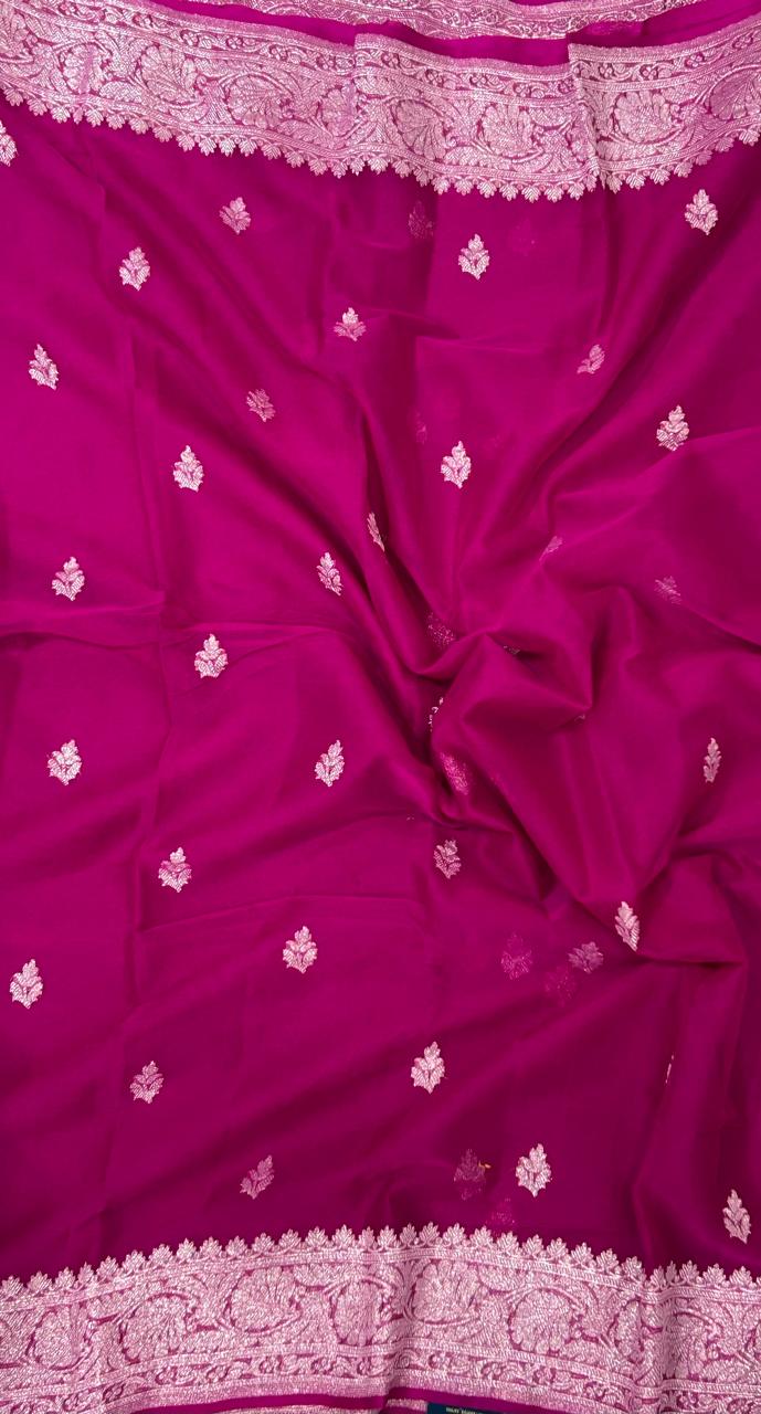 Pink-01 benaras pure khadi chiffon saree