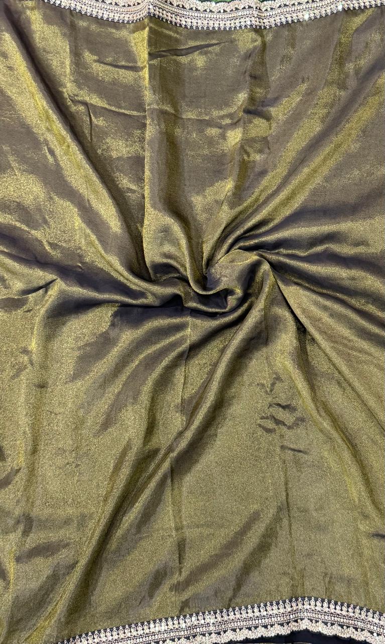 Olive green sabyasachi tissue saree