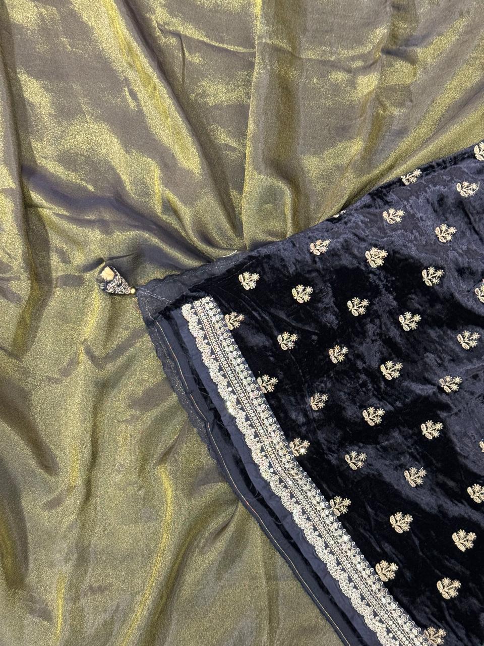 Olive green sabyasachi tissue saree