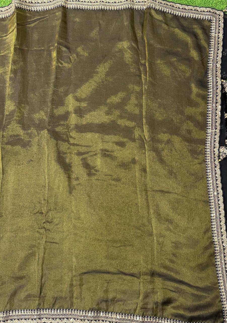 Olive green sabyasachi tissue saree