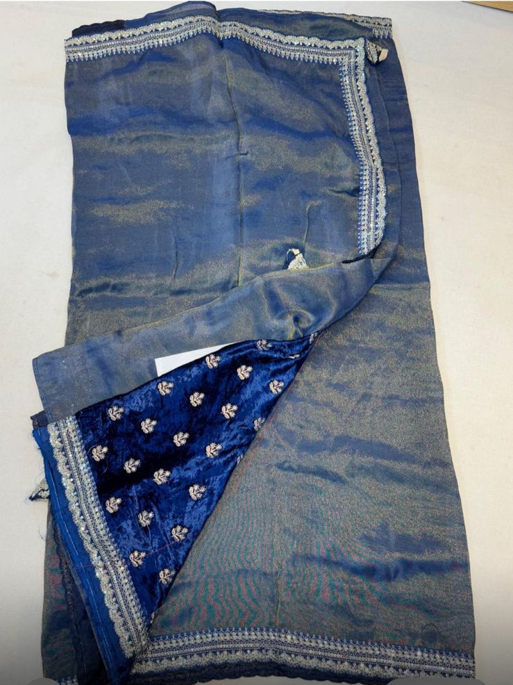 Blue sabyasachi tissue saree