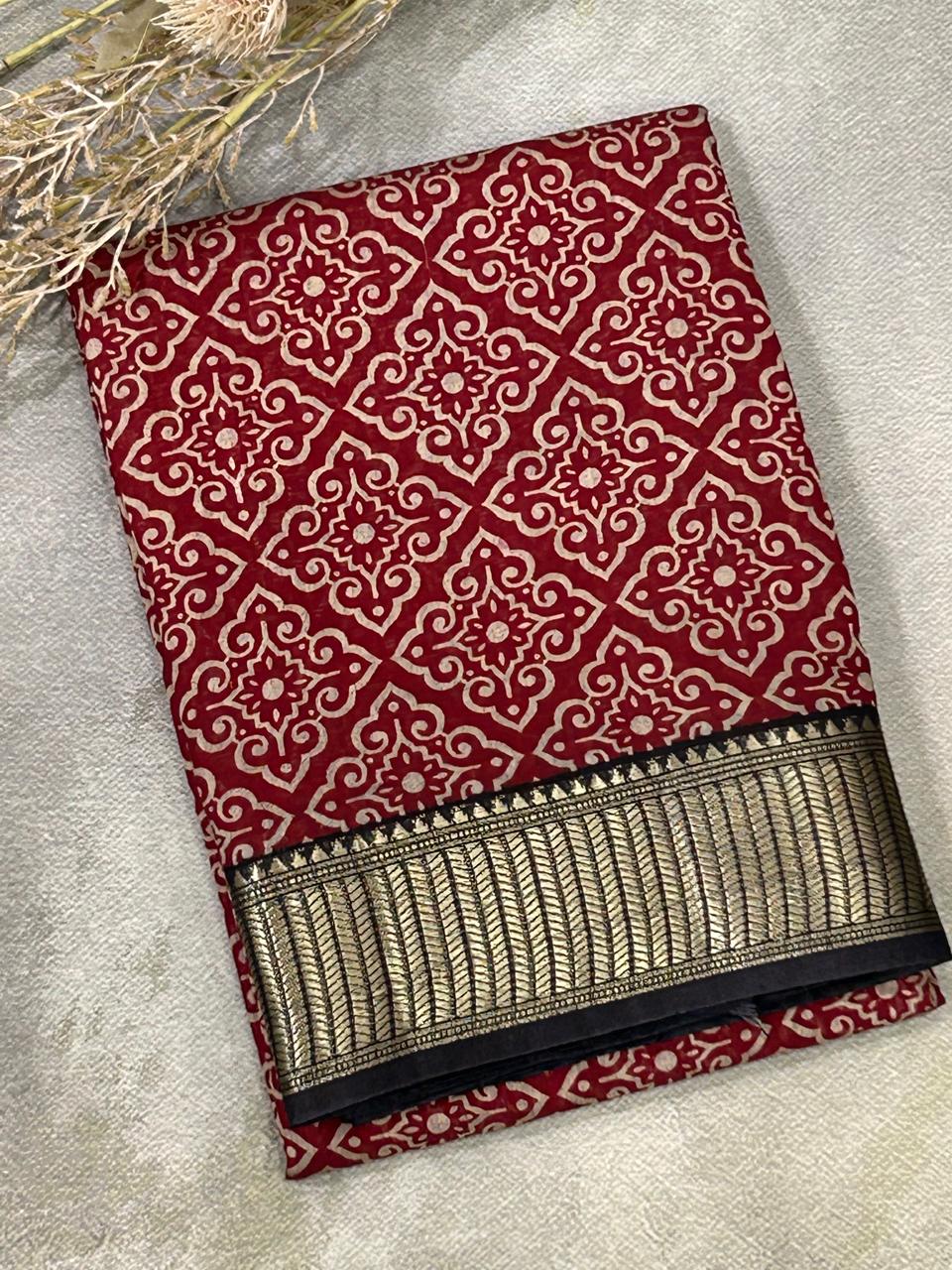 Maroon-02-06 soft tussar crepe saree