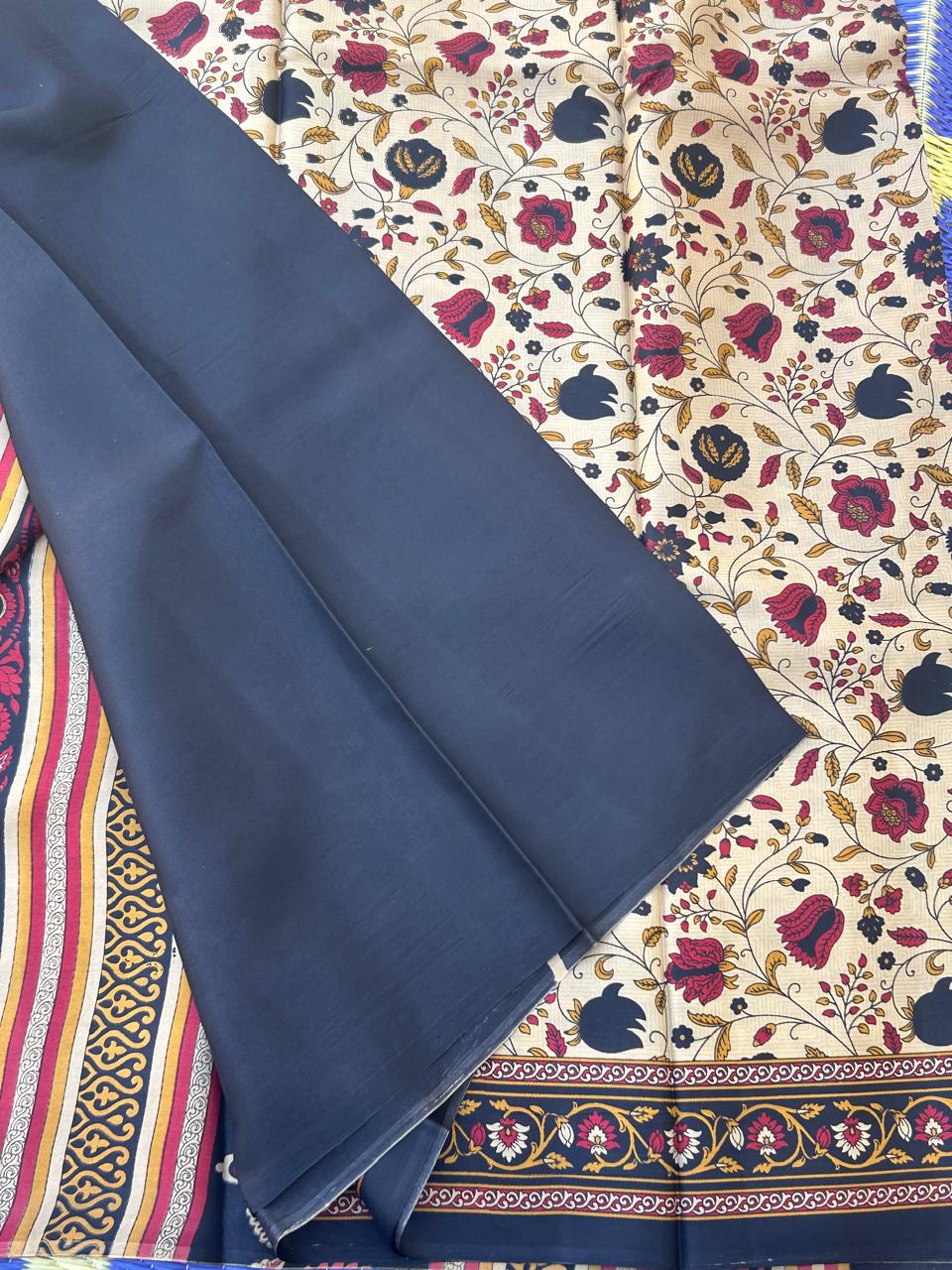 Beige digital print new"abutai" silk saree