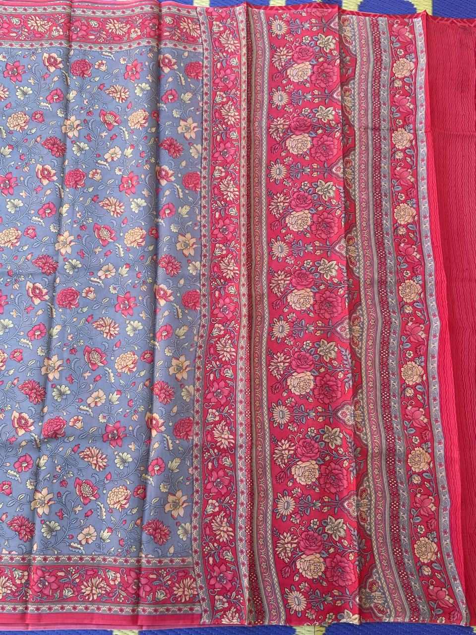 Lilac digital print new"abutai" silk saree