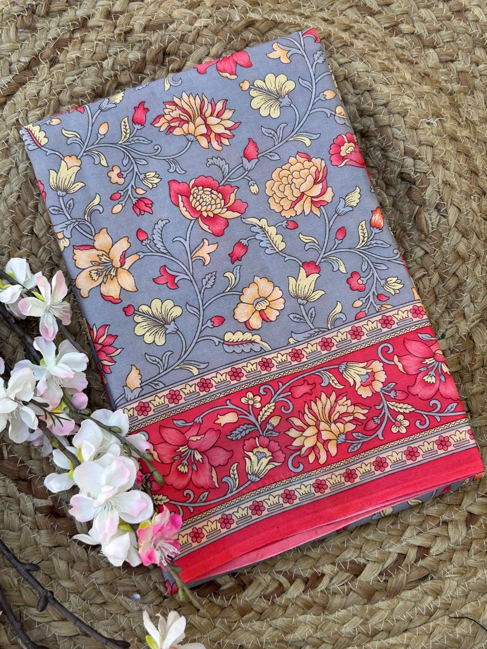 Lilac digital print new"abutai" silk saree