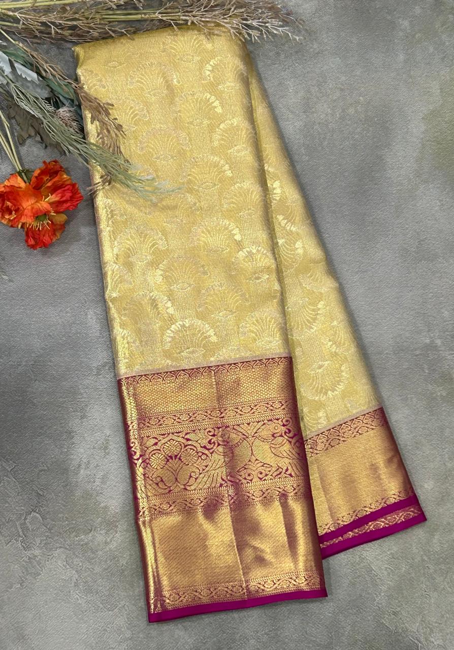 Golden-01 brocade pure kanchipuram silk saree