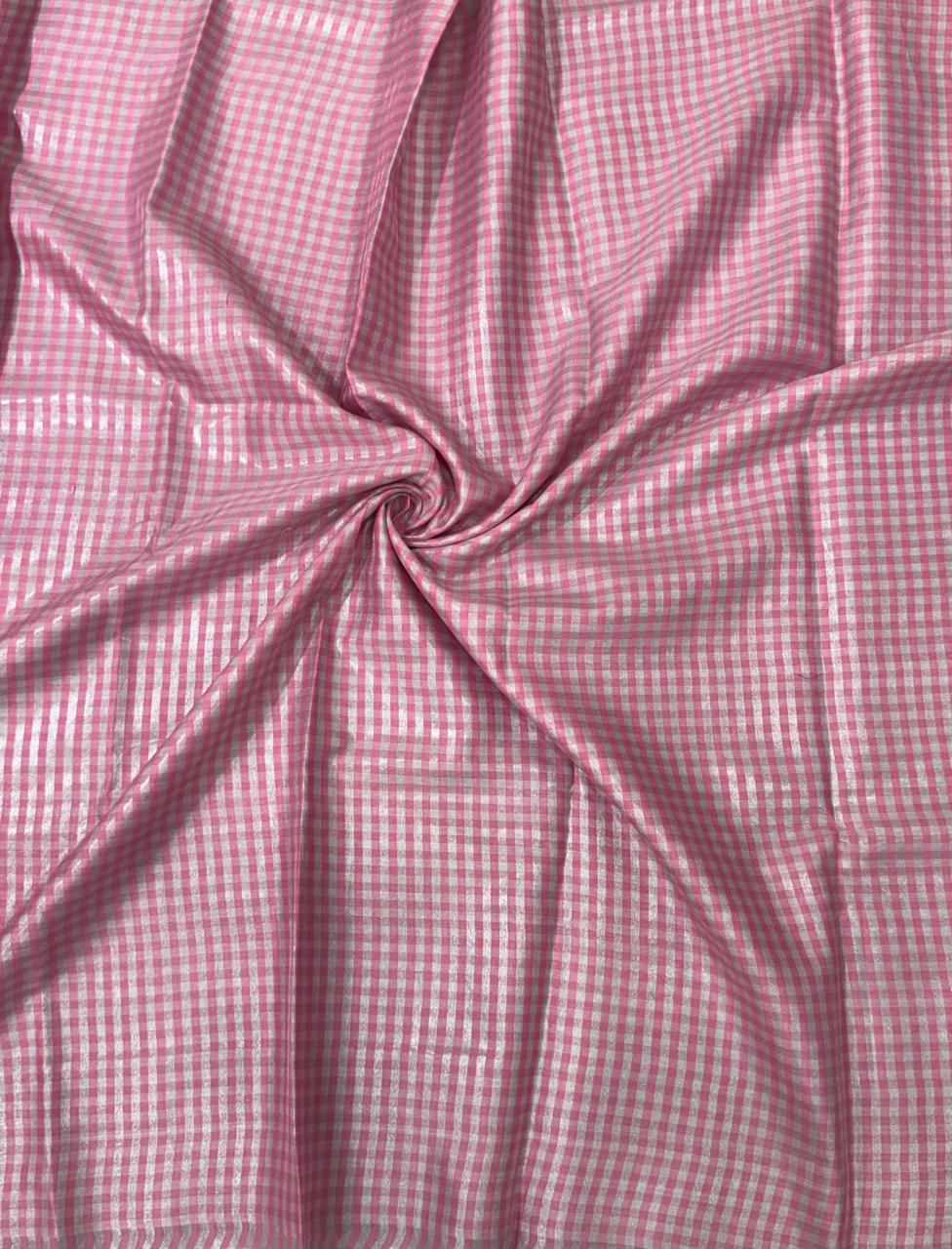 Nayantara pink checks tissue saree