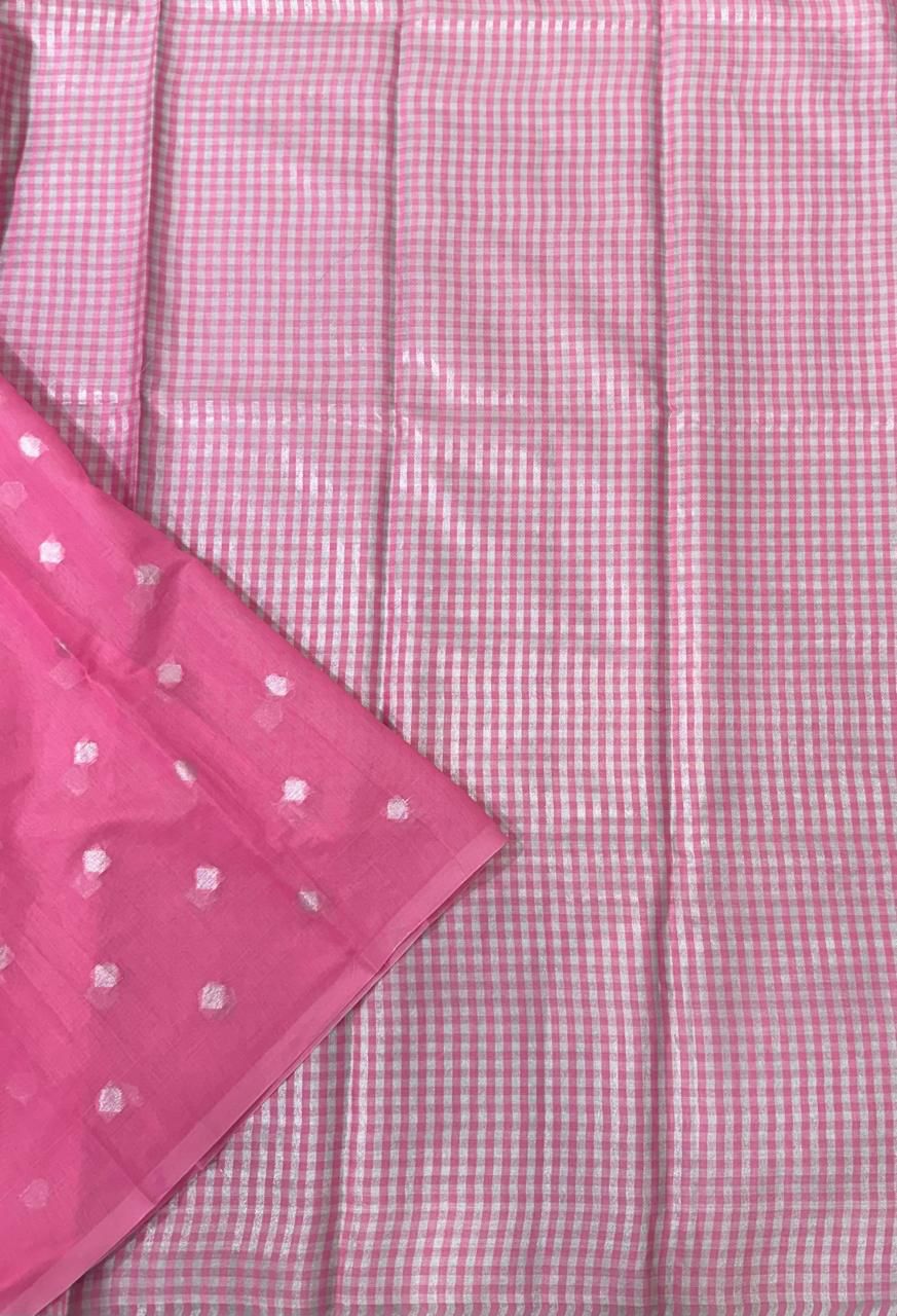 Nayantara pink checks tissue saree