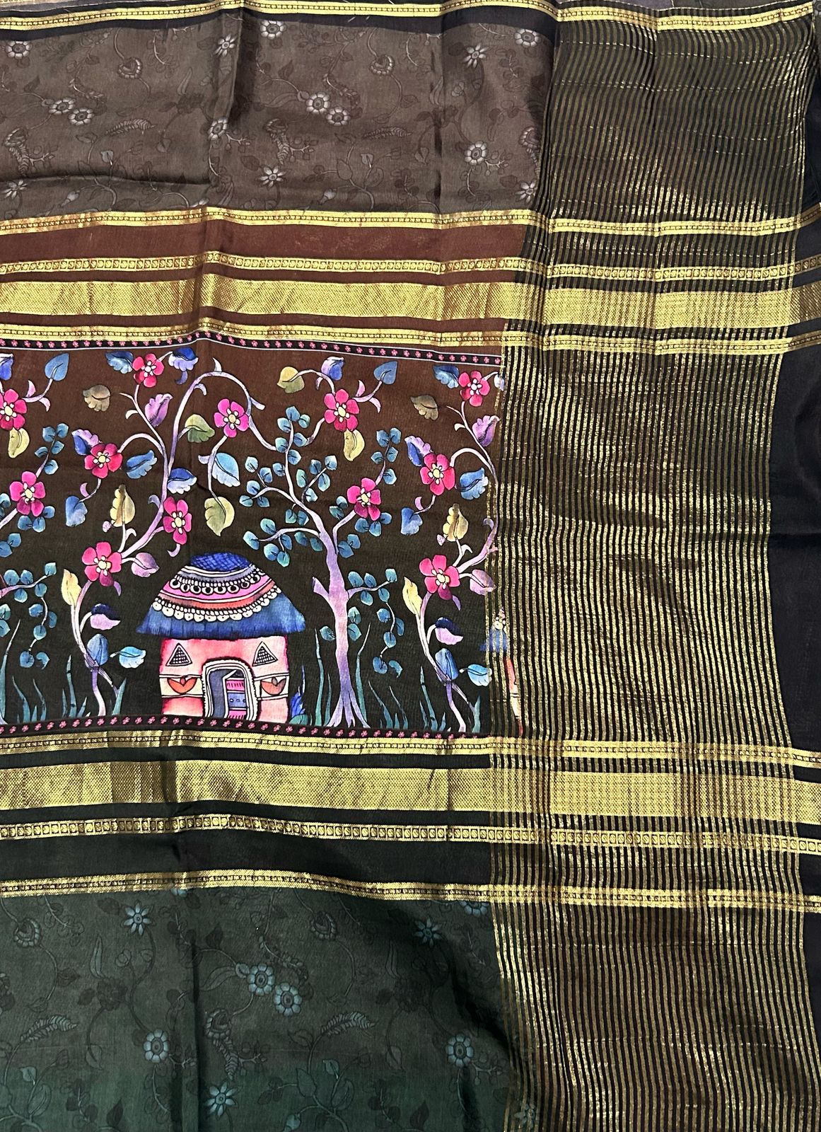 Moonga kalamkari-15 printed silk saree