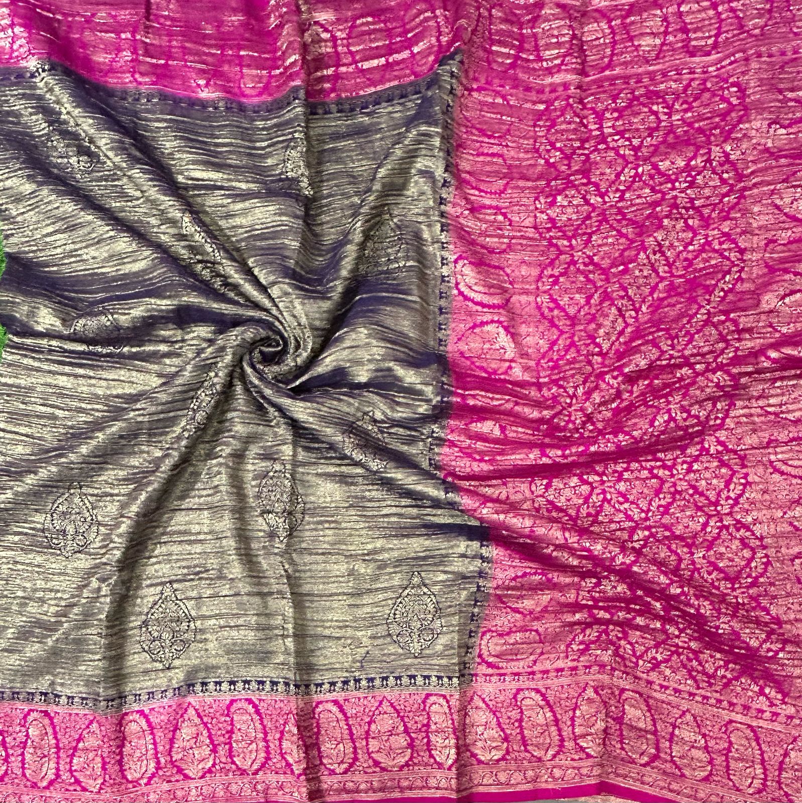 Purple n pink 07 crush tissue saree