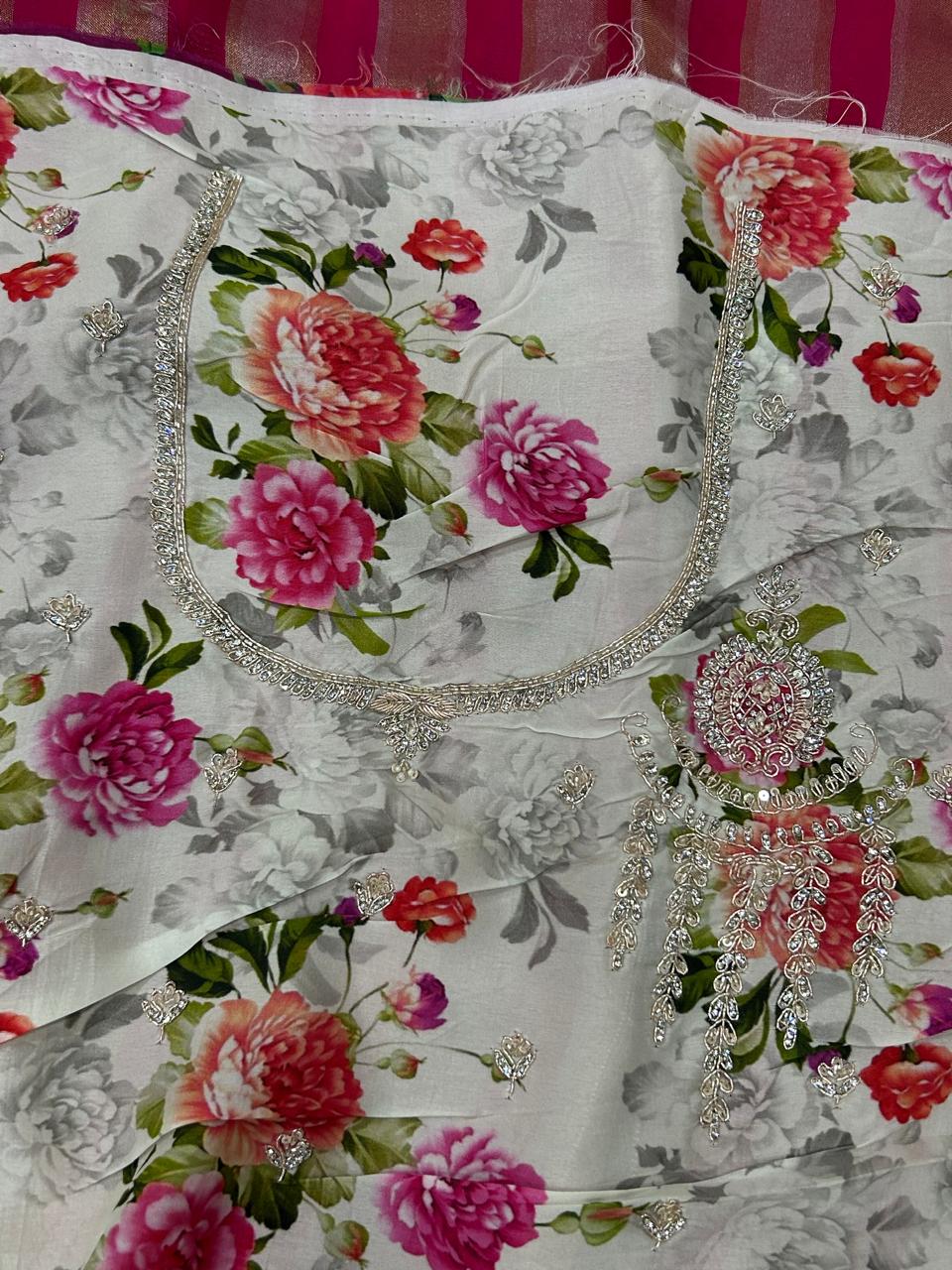 Pink pure organza tissue party wear saree