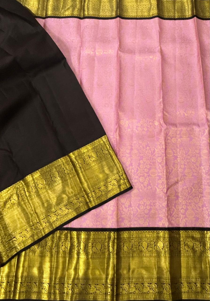 Baby pink pure kanchipuram silk saree