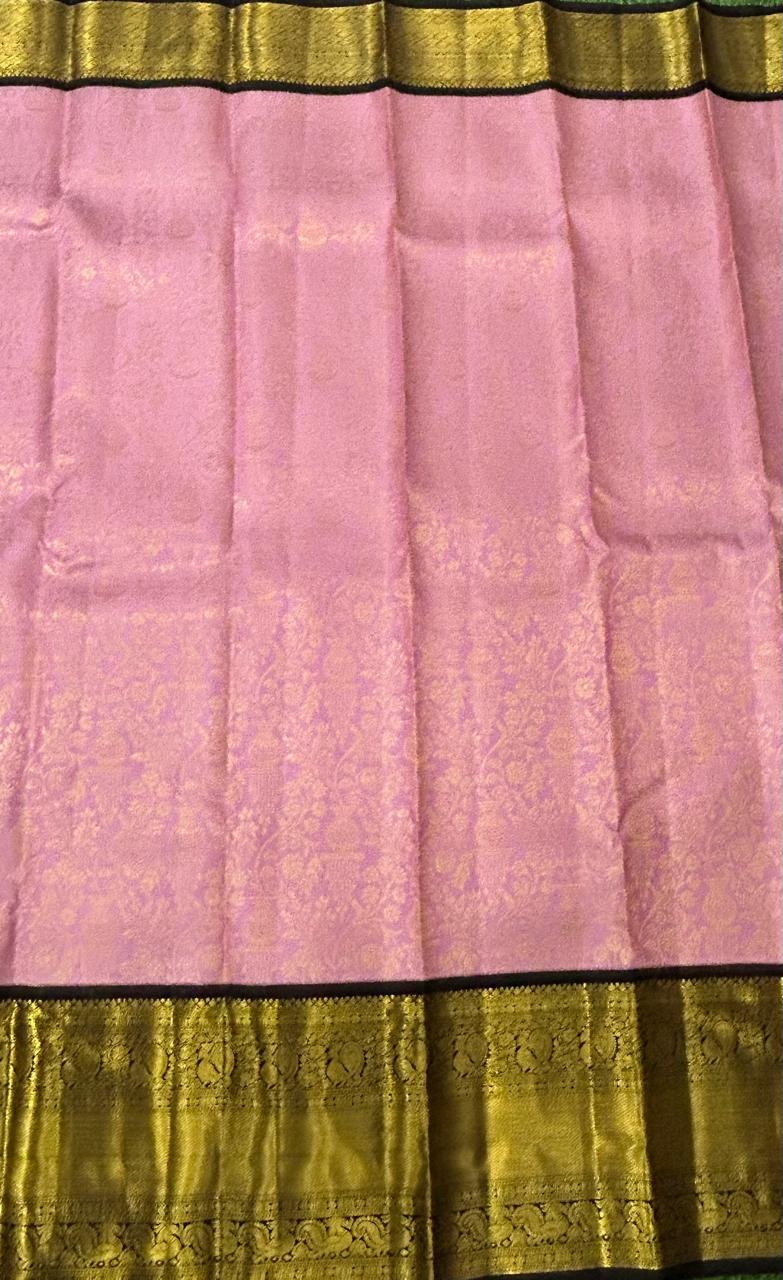 Baby pink pure kanchipuram silk saree