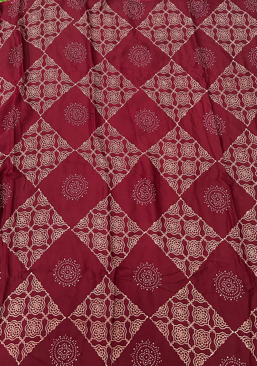 Meroon checks modal silk saree
