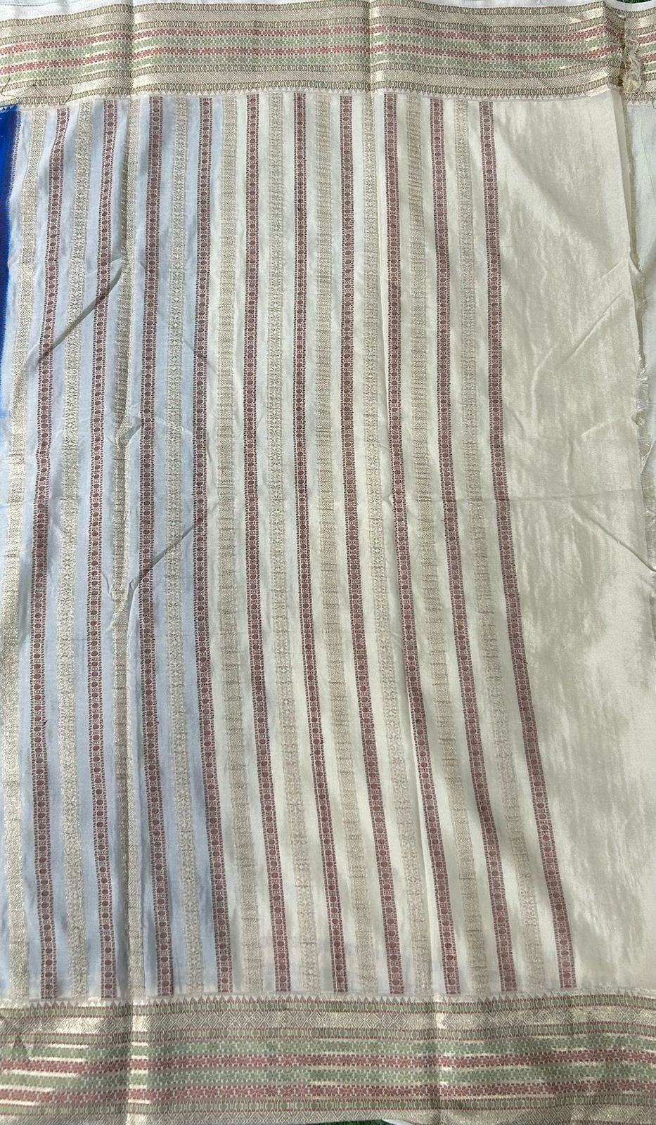 Blue checks semi crepe 05 silk saree