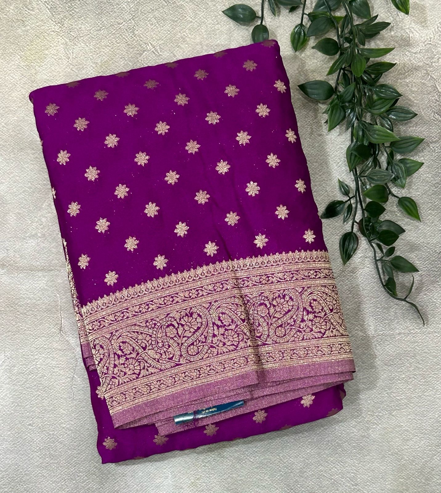Purple star butta 07 soft crepe silk saree