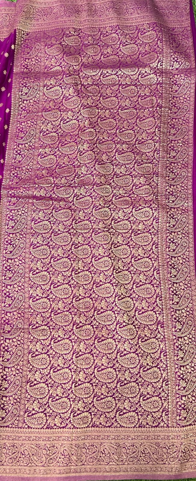 Purple star butta 07 soft crepe silk saree