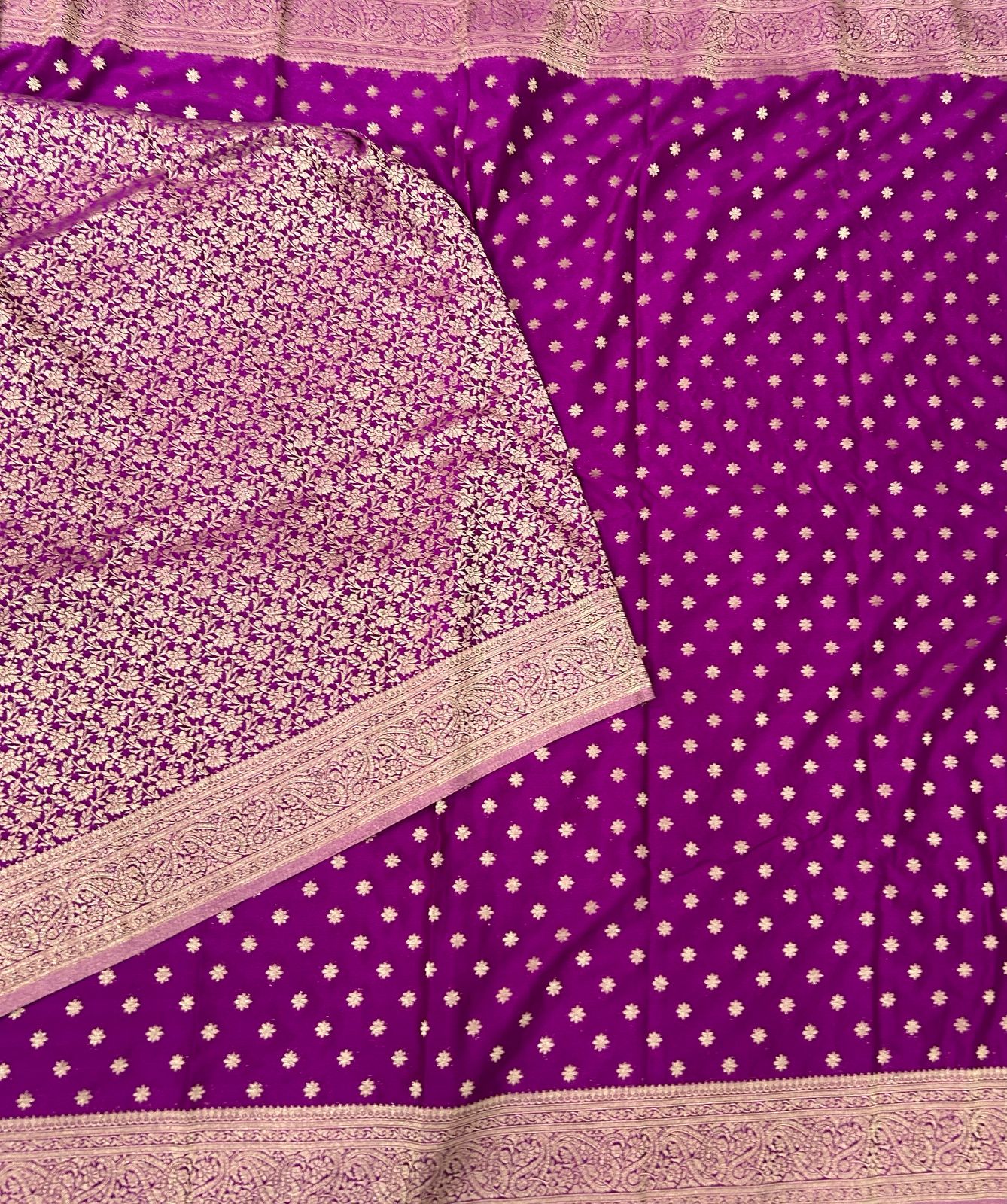 Purple star butta 07 soft crepe silk saree