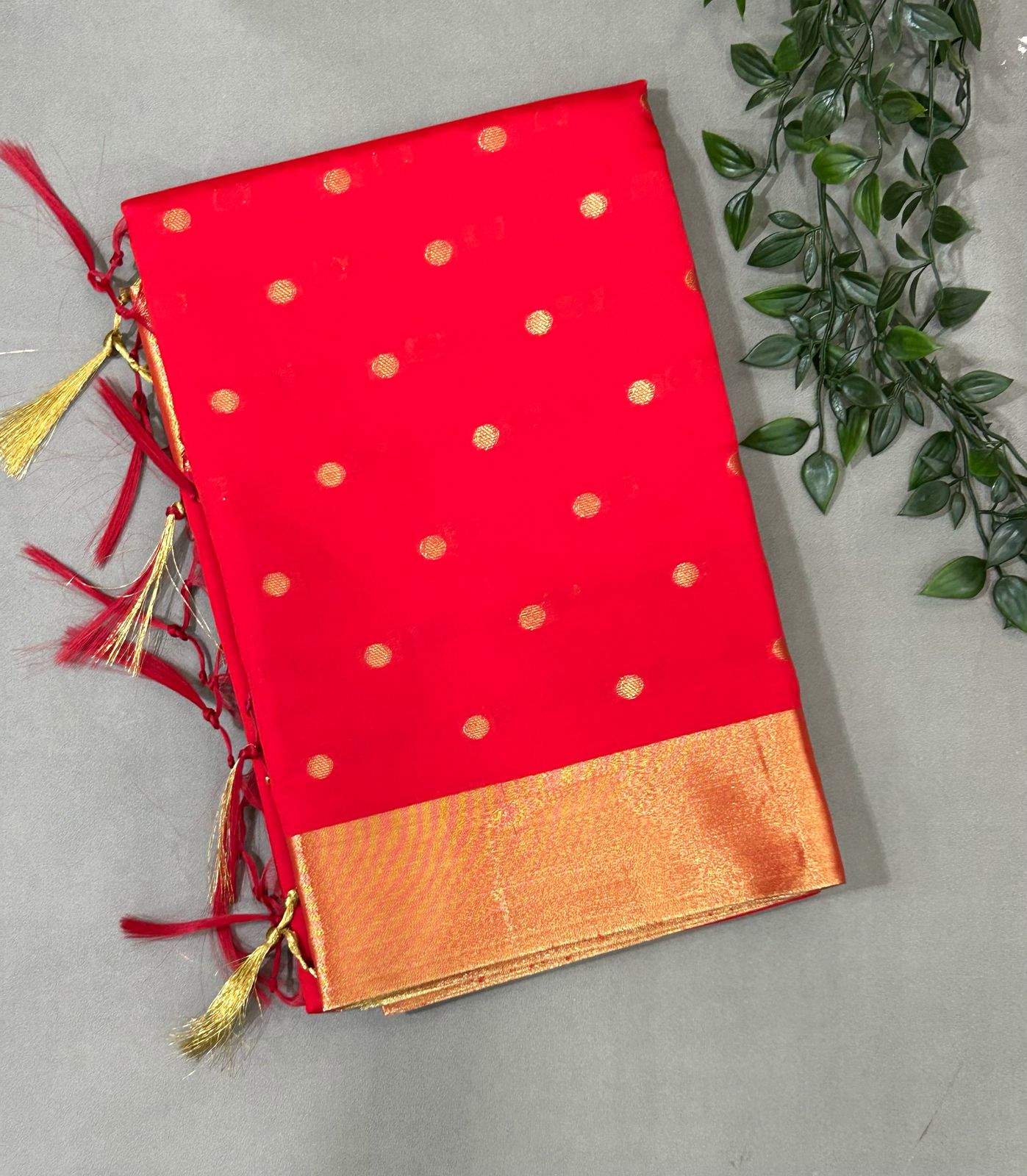 Nayantara red silk butta semi silk saree