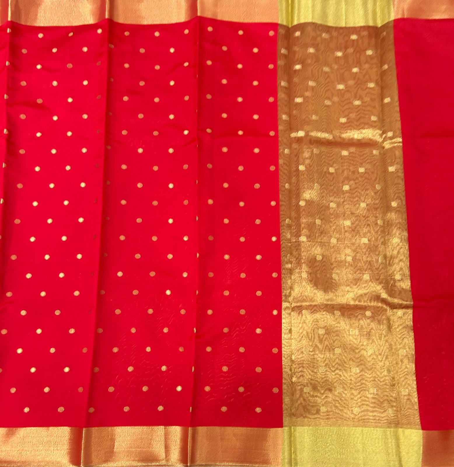 Nayantara red silk butta semi silk saree