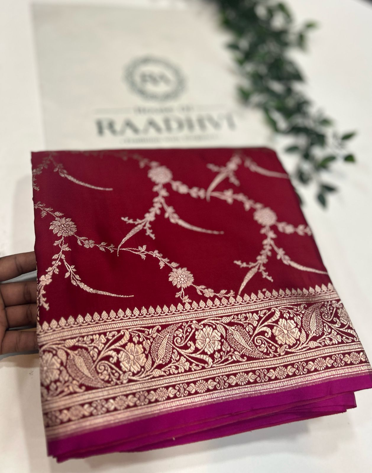 Brown semi kathan benaras silk saree