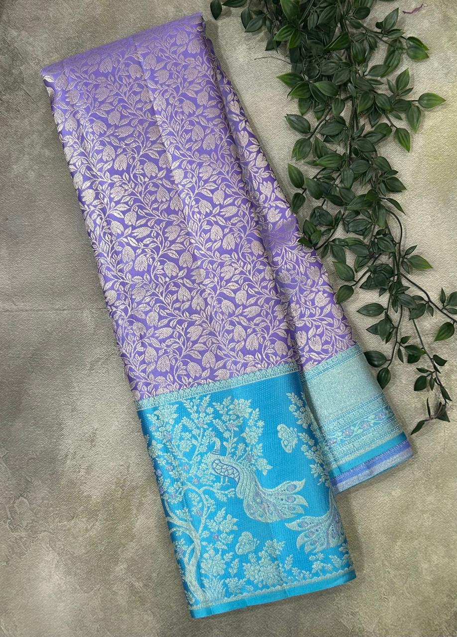 Lavender brocade meena border pure kanchipuram-03 silk saree