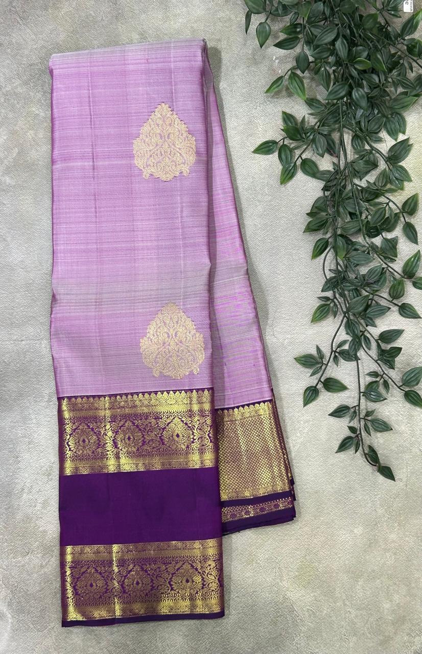 Lavender bentex border pure kanchipuram-03 silk saree