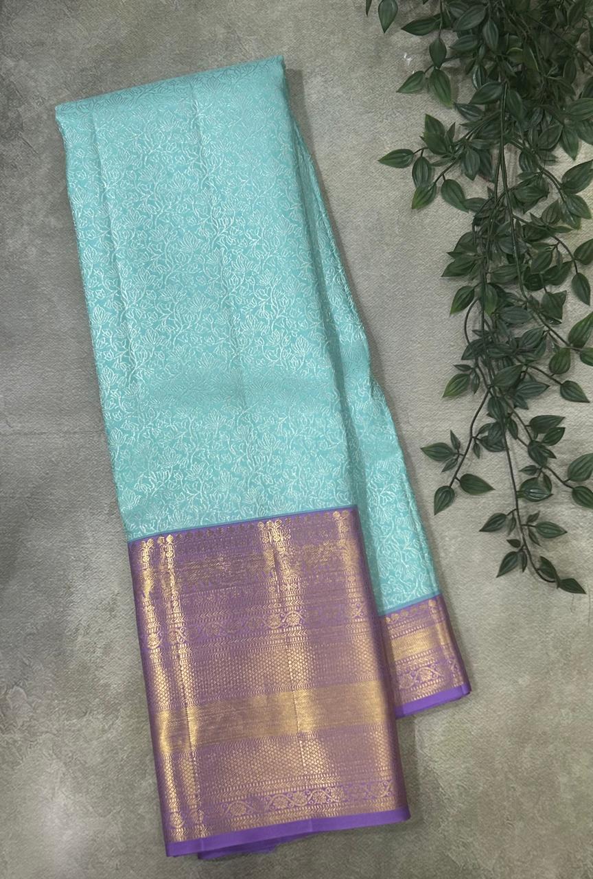Sea blue brocade tissue pure kanchipuram-09 silk saree