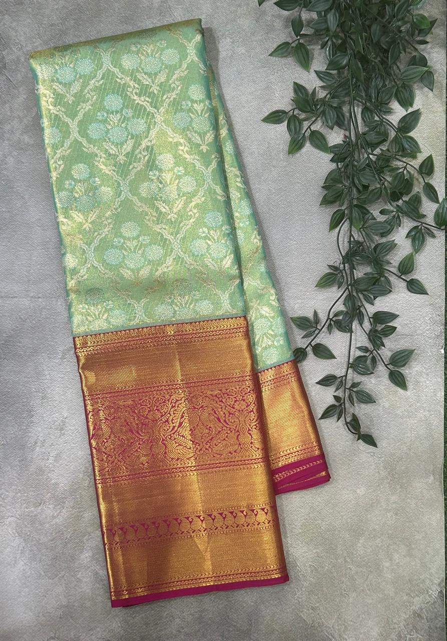 Pastel green brocade tissue pure kanchipuram-03 silk saree