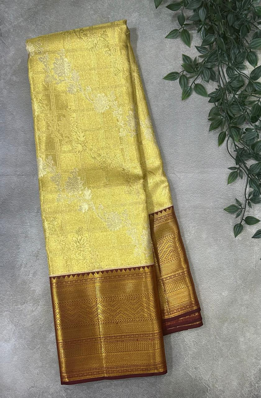 Golden brocade tissue pure kanchipuram-03 silk saree