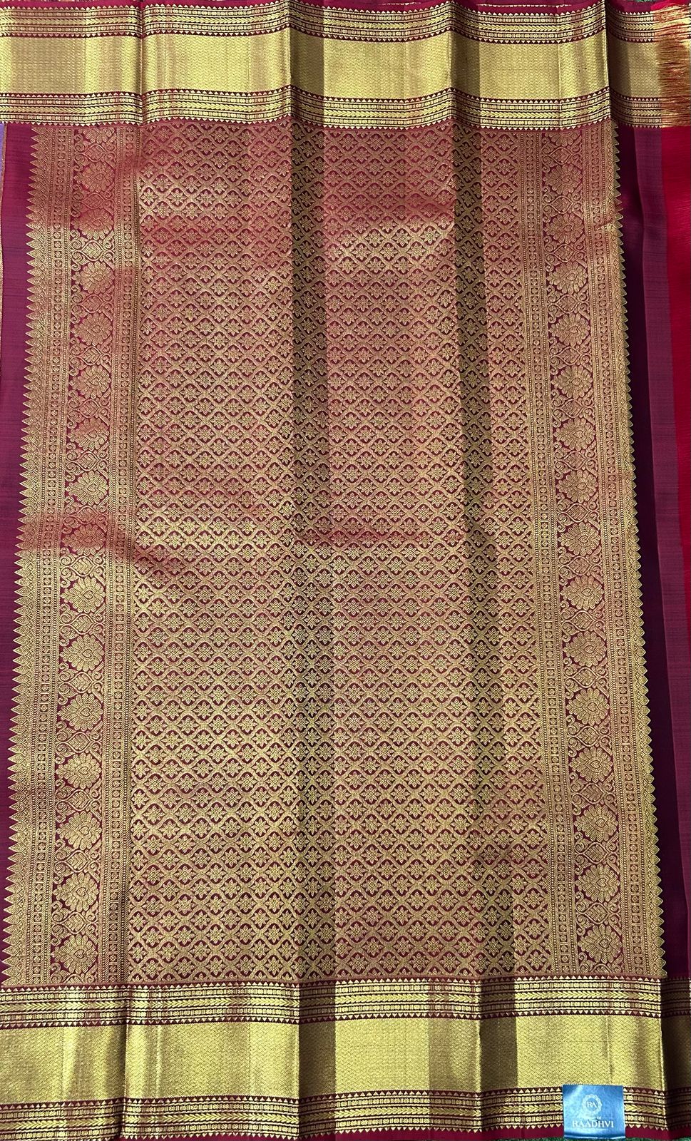 Onion pink mango butta pure kanchipuram silk vintage saree
