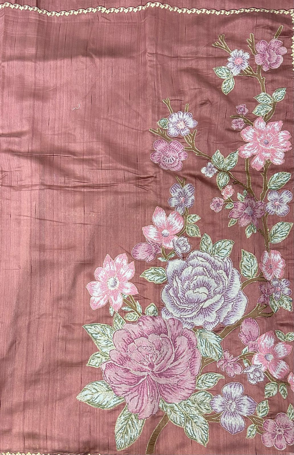 Pastel pink 04 cross stitch embroidery tussar saree