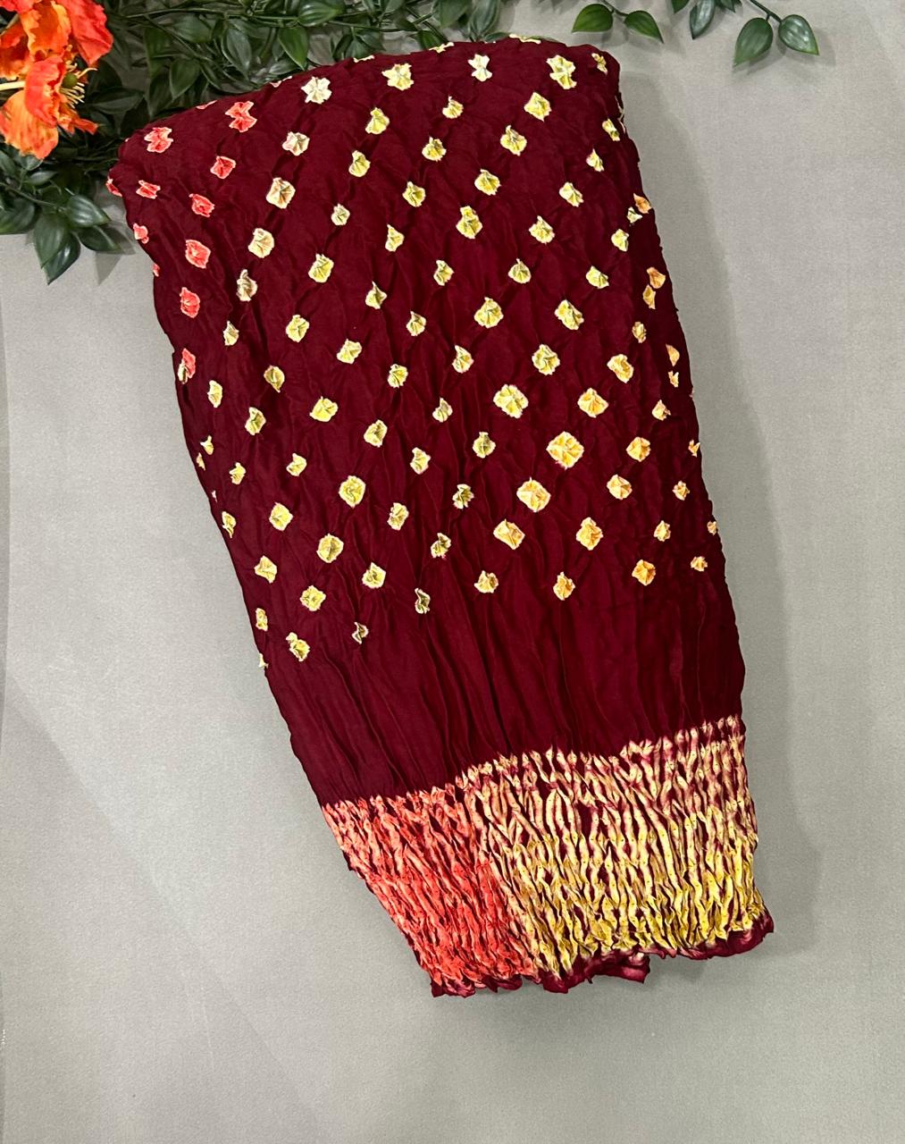 Meroon 04 bandhini multi dye modal saree