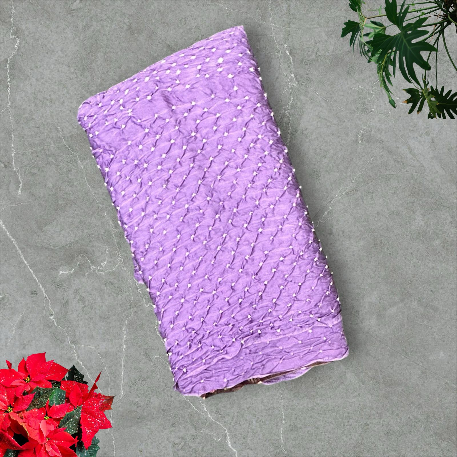 Lavender 04 bandhini with digital print blouse saree