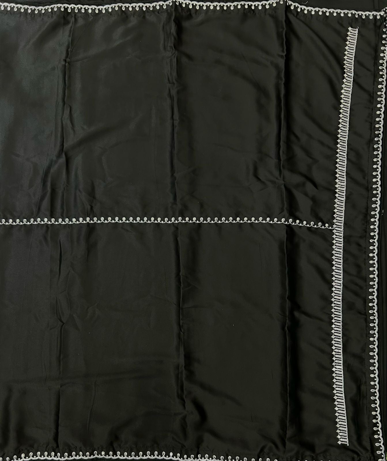 Shriya Saran inspired black satin saree- stitched blouse