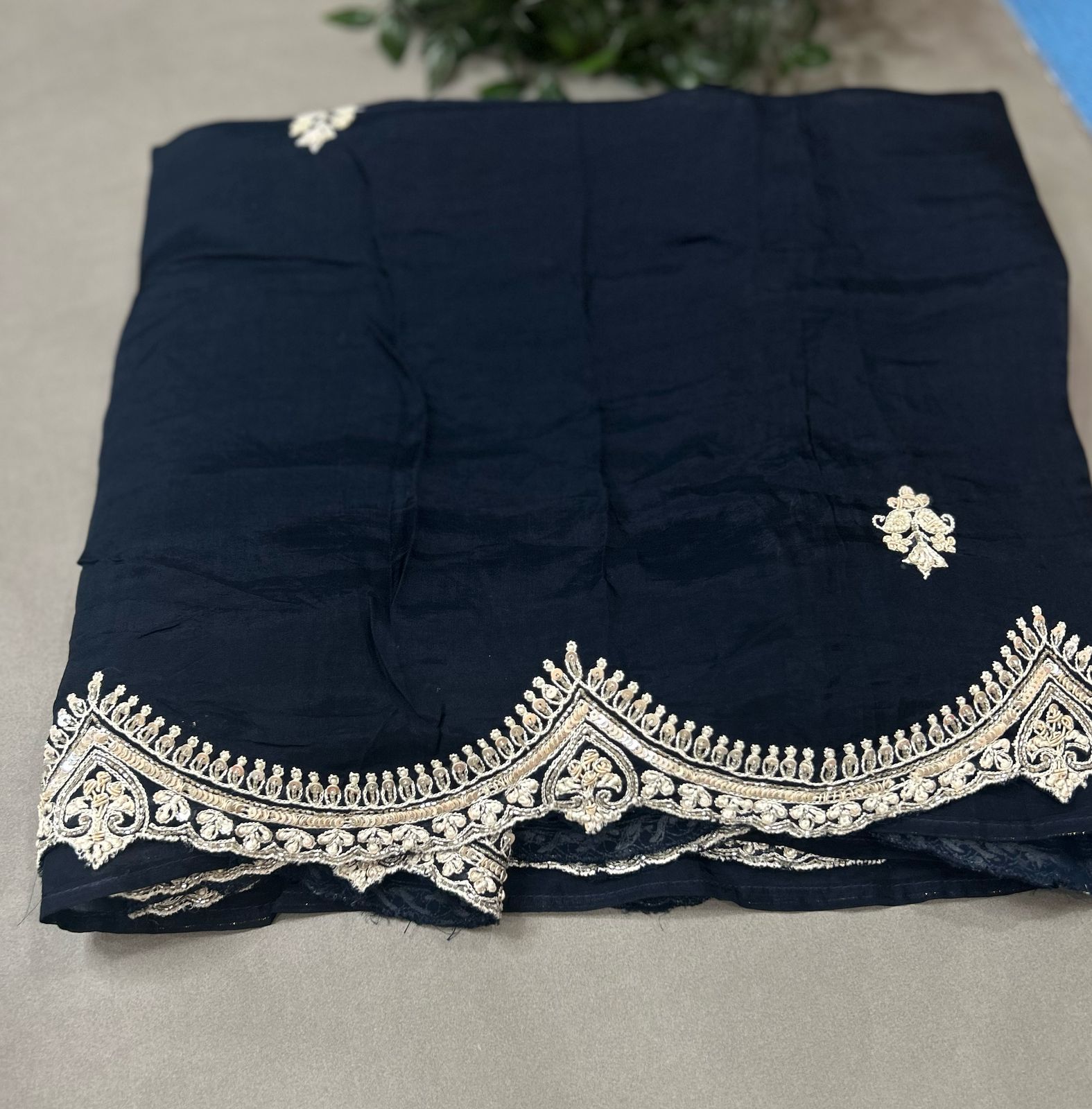 Black handwork stitched blouse designer full sleeve party saree