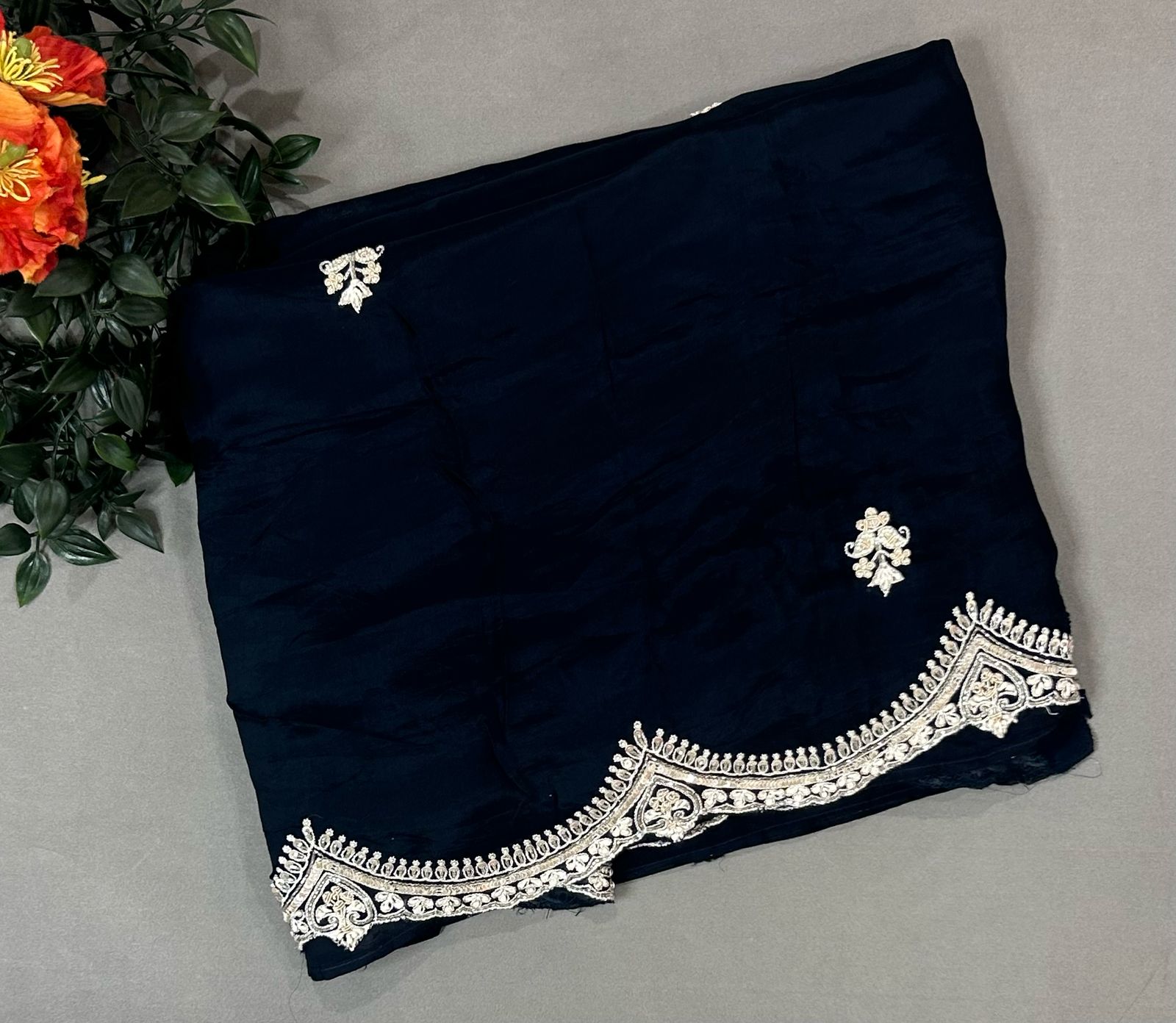 Black handwork stitched blouse designer full sleeve party saree