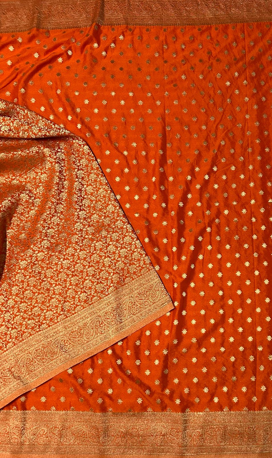 Orange star butta 07 soft crepe silk saree (RR)