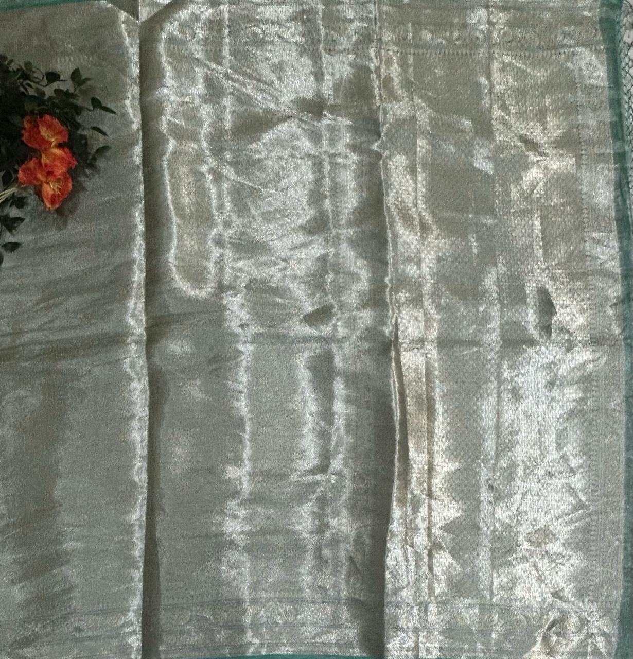 Pastel green pure benarasi brocade tissue saree