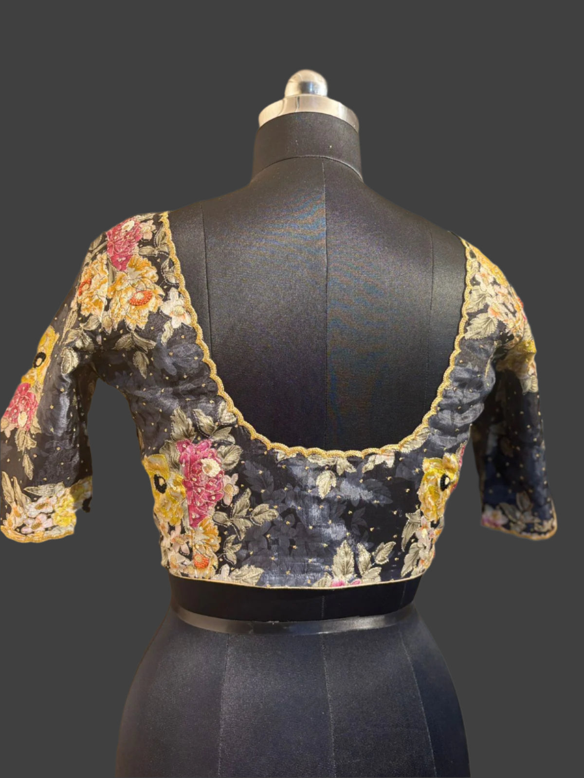 Black pure tissue hand work blouse 01