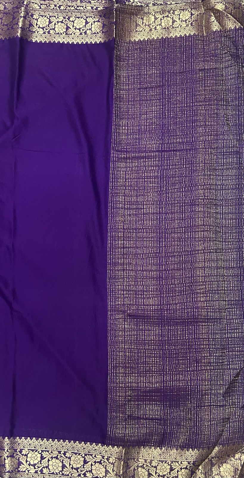 Purple semi soft crepe saree
