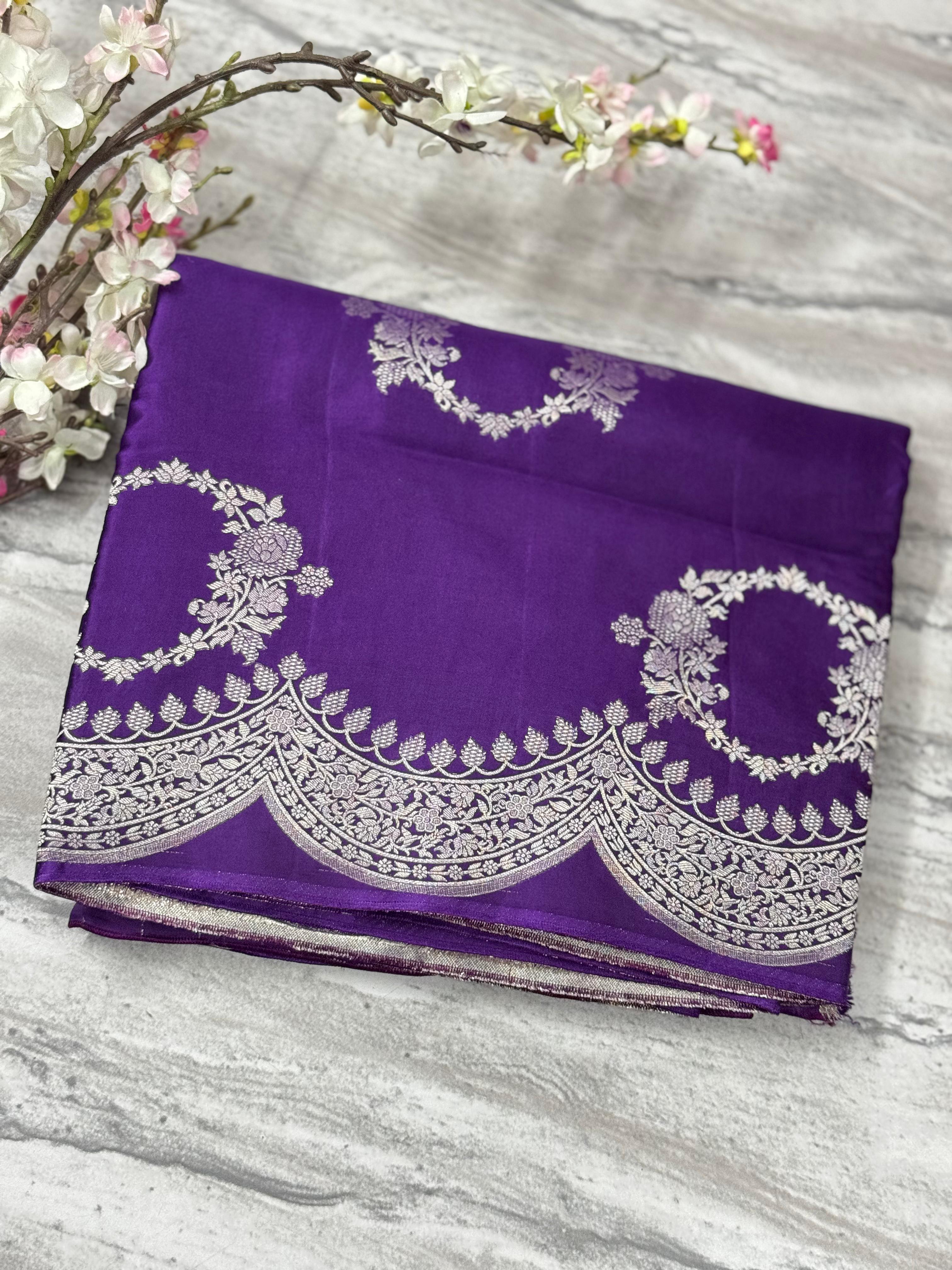 Purple  benarasi satin silk saree 05